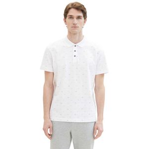 Tom Tailor Allover Printed 1040913 Short Sleeve Polo Wit 2XL Man