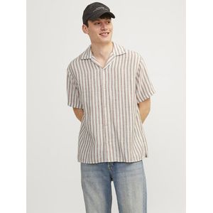 Jack & Jones Noto Stripe Resort Short Sleeve Shirt Beige S Man