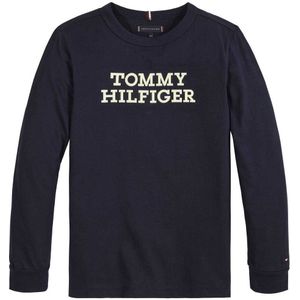 Tommy Hilfiger Logo Long Sleeve T-shirt Blauw 12 Years Jongen