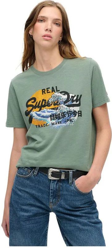 Superdry - Tokyo Relaxed T-shirt - Groen - Katoen - Grafische Print
