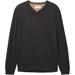 Tom Tailor 1038427 Basic Knit V Neck Sweater Zwart 3XL Man