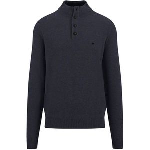 Schipperstrui - Navy - Geborduurd Logo - Knoopsluiting - Lange Mouwen