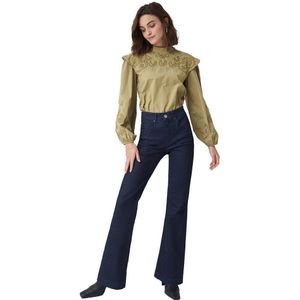 Salsa Jeans 126225 Tunic Perforated Embroidery Long Sleeve Blouse Groen L Vrouw