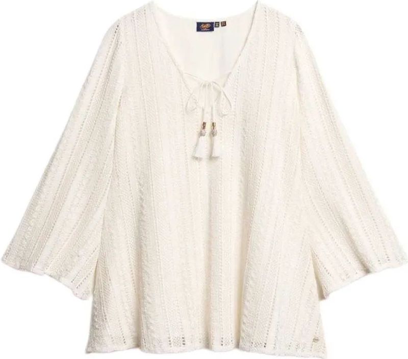 Superdry - Ibiza - Korte Kanten Jurk - Ontspannen Pasvorm - Lange Mouwen - V-hals