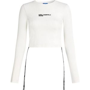 KARL LAGERFELD JEANS - Ronde Hals Top - Blauw - Geplooide Details - Lange Mouwen