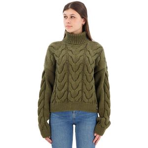 Superdry Chain Cable Knit Polo Sweater Groen S Vrouw