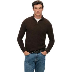 Superdry - M6110682A - Half Rits Trui - Bruin