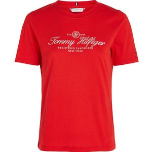Tommy Hilfiger Script Regular Fit Short Sleeve T-shirt Rood S Vrouw