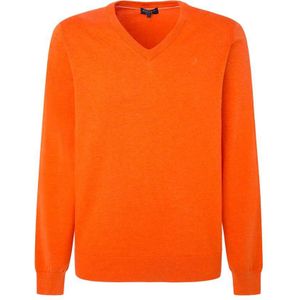Hackett Cotton Silk V Neck Sweater Oranje 2XL Man