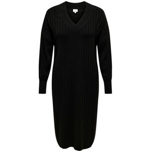 Only Carmakoma New Tessa Long Sleeve Midi Dress Zwart S Vrouw