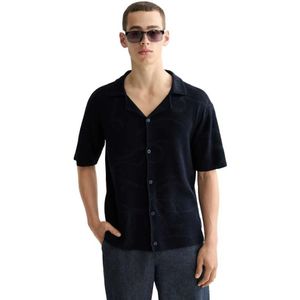 Scotch & Soda Jacquard Knitted Overhemd Met Korte Mouwen