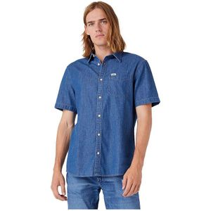 Wrangler 1 Pocket Regular Fit Short Sleeve Shirt Blauw S Man