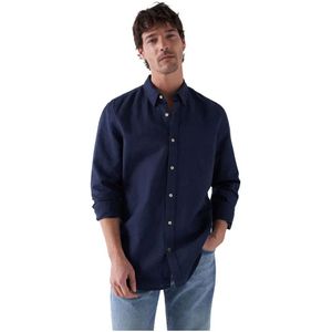 Salsa Jeans Cotton Linnen Regular Fit Overhemd Met Lange Mouwen