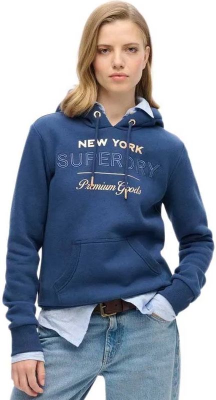 Superdry - Luxe - Dames Sweatshirt - Gevoerd met Schapenwol - Capuchon - Metallic Logo