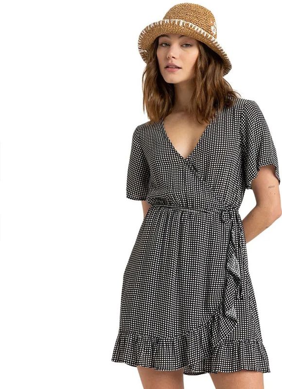 Roxy - Zenith Wrap - Korte Jurk - Zwart - Eco-moss Crêpe