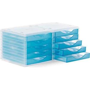 Q-connect Desktop Drawer File 340x270x260 Mm Stackable 5 Drawers Translucent Sea Transparant