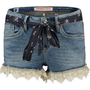 Superdry Lace Hot Denim Shorts Wit 28 Vrouw