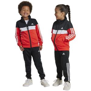 Adidas Tiberio 3 Stripes Colorblock Shiny Tracksuit Rood,Zwart 6-7 Years Jongen