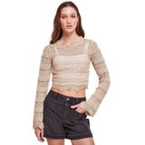 Urban Classics Crochet Long Sleeve Top Beige 2XL Vrouw