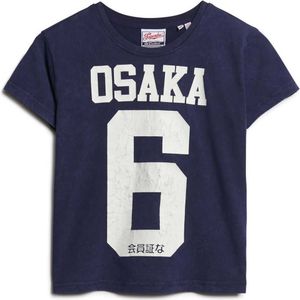 Superdry Osaka 6 Crack Print 90´s Short Sleeve T-shirt Blauw XS Vrouw
