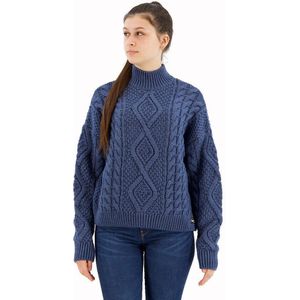 Superdry Aran Cable Knit High Neck Sweater Blauw XS Vrouw