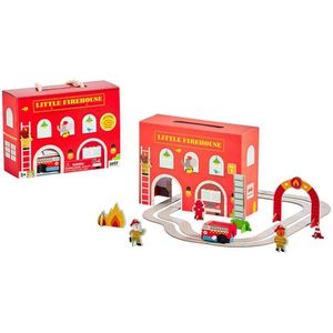 Petit Collage Little Firehouse Wind-up And Go Play Set Goud