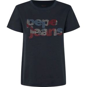 Pepe Jeans - PL505970 Fernandine - T-shirt - Marineblauw - Korte Mouwen - Biologisch Katoen