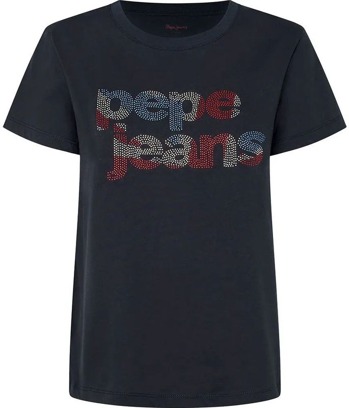 Pepe Jeans - PL505970 Fernandine - T-shirt - Marineblauw - Korte Mouwen - Biologisch Katoen