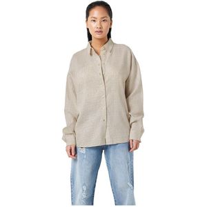 Noisy May Leilani Loose Fit Long Sleeve Shirt Beige XS Vrouw
