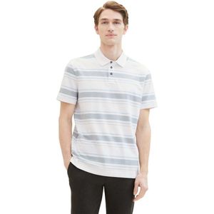 Tom Tailor Striped Short Sleeve Polo Wit XL Man