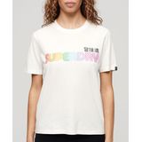 Superdry Rainbow Logo Relaxed Short Sleeve T-shirt Wit M Vrouw