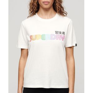 Superdry Rainbow Logo Relaxed Short Sleeve T-shirt Wit M Vrouw