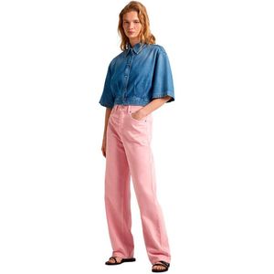 Pepe Jeans Lexie Pleat Short Sleeve Shirt Roze S Vrouw