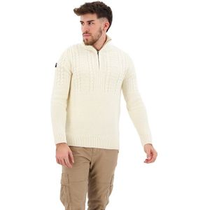 Superdry Vintage Jacob Henley Half Zip Sweater Beige 3XL Man