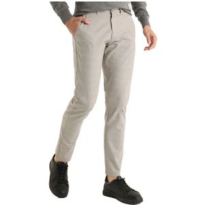Bendorff - Slim Fit Chino Broek - Beige - Geruite Print - Casual