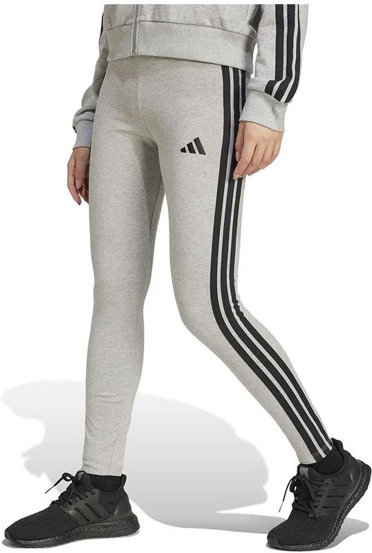 adidas - ESSENTIALS 3-STRIPES - Leggings - Medium Grey Heather/Black - Katoen