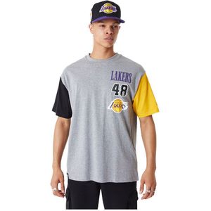 New Era Nba Cut Sew Os Los Angeles Lakers Short Sleeve T-shirt Grijs L Man