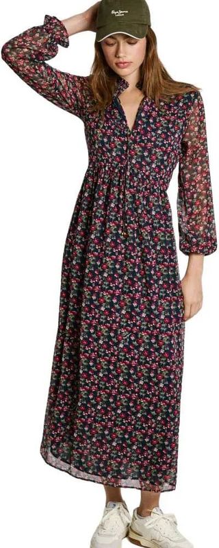 Pepe Jeansvoor vrouwen. PL953602 Kimberly jurk marine (L), Casual, Polyester, Lange mouwen, Marineblauw