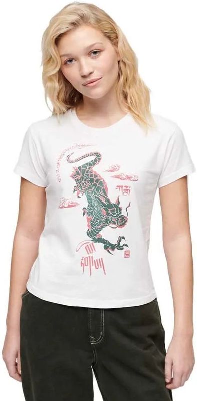 Superdry - W1011555A - T-shirt - Wit - Katoen - Korte Mouwen