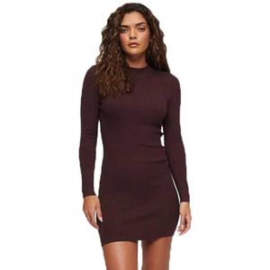 Superdry Backless Bodycon Long Sleeve Short Dress Bruin M Vrouw