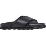 Hackett Londonvoor mannen. HMS21474 Mikonos Crossover leren sandalen zwart (40), Leer, Plat, Geen, Casual