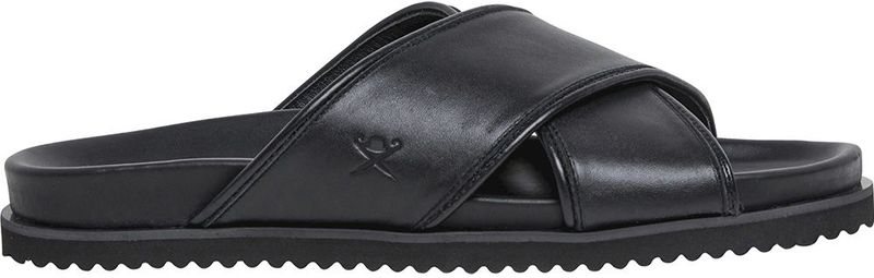 Hackett Londonvoor mannen. HMS21474 Mikonos Crossover leren sandalen zwart (40), Leer, Plat, Geen, Casual