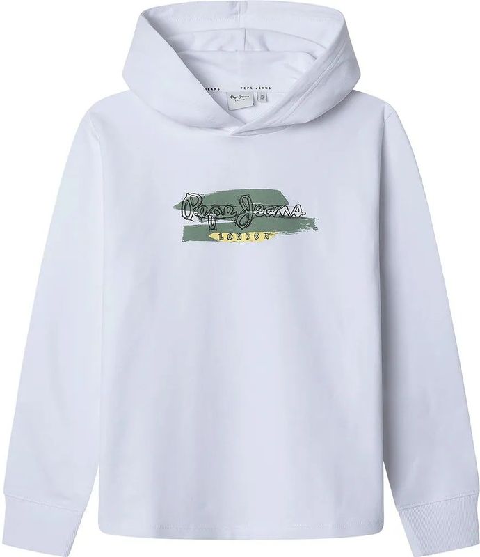Pepe Jeansvoor jongens. PB581683 Jeel sweatshirt wit (10Años= 140cm), Casual, Katoen, Duurzaam, kinderkleding