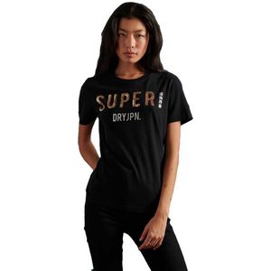 Superdry Super Japain Sequin Short Sleeve T-shirt Zwart S Vrouw