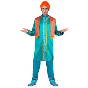 Viving Costumes Hindu Man With A Scarf And Turban Shirt Costume Blauw L
