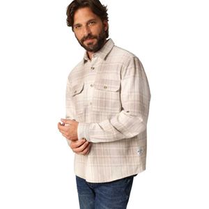 Deeluxe - Orebro - Overhemd - Beige en Witte Ruiten - Lange Mouwen