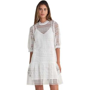 Salsa Jeans Lace 3/4 Sleeve Dress Wit S Vrouw