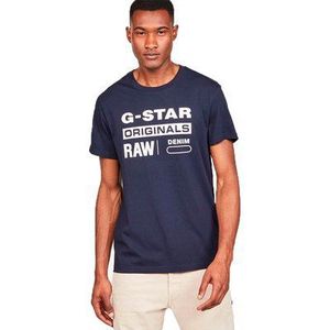 G-star Graphic 8 Ribbed Neck Short Sleeve T-shirt Blauw M Man