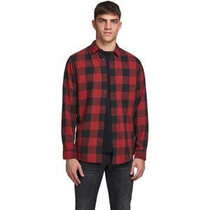 JACK & JONES ESSENTIALS Geruit Slim Fit Overhemd JJEGINGHAM Brick Red