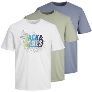 Jack & Jones Map Summer Logo Short Sleeve T-shirt 3 Units Wit 14 Years Jongen